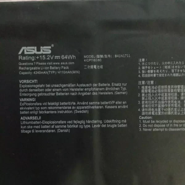 Uudenveroinen kannettavan tietokoneen akku ASUS B41N1711 - Image 3