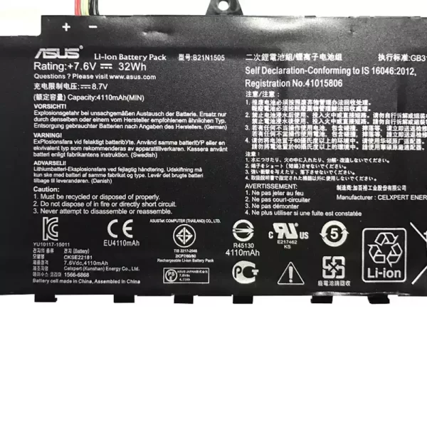 Uudenveroinen kannettavan tietokoneen akku ASUS B21N1505 - Image 3