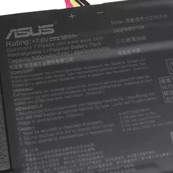 Uudenveroinen kannettavan tietokoneen akku ASUS C21N1518 - Image 3