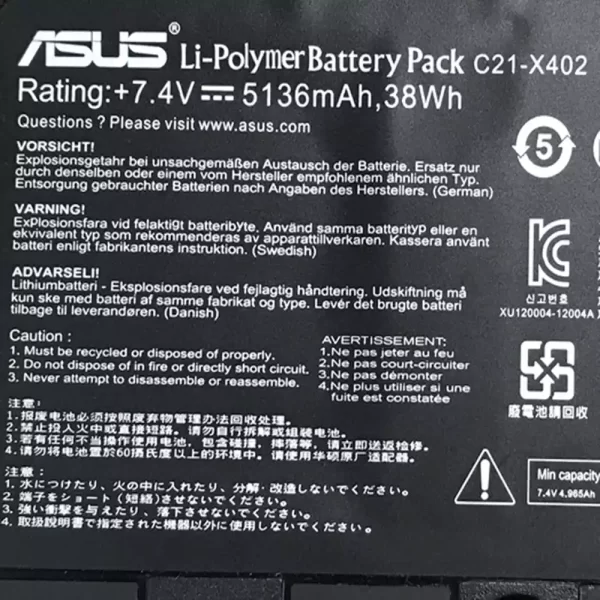 Uudenveroinen kannettavan tietokoneen akku ASUS C21-X402 - Image 3
