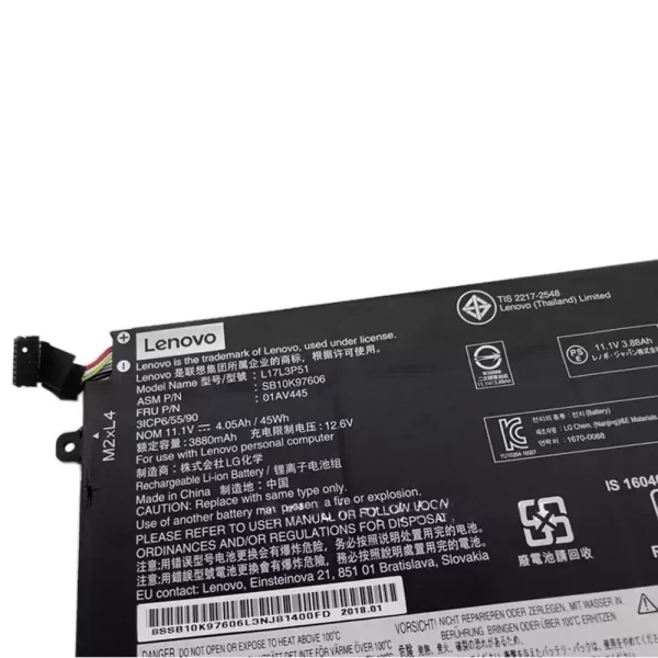 Uudenveroinen kannettavan tietokoneen akku Lenovo L17C3P51,L17C3P52 - Image 3