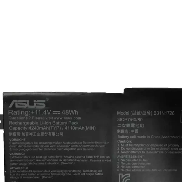 Uudenveroinen kannettavan tietokoneen akku ASUS B31N1726 - Image 3