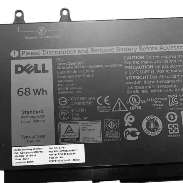 Uudenveroinen kannettavan tietokoneen akku DELL X77XY - Image 3