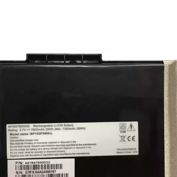 Uudenveroinen kannettavan tietokoneen akku Getac BP1S2P3800-L,441847600032 - Image 3
