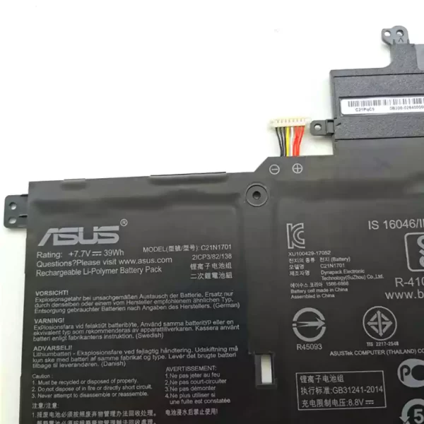 Uudenveroinen kannettavan tietokoneen akku ASUS C21N1701 - Image 3