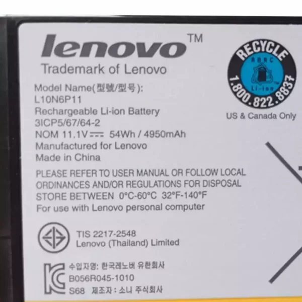 Uudenveroinen kannettavan tietokoneen akku LENOVO L10N6P11,L10C4P11 - Image 3