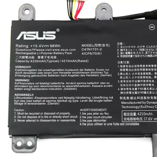 Uudenveroinen kannettavan tietokoneen akku ASUS C41N1731-2 - Image 3