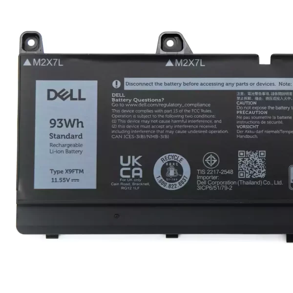 Uudenveroinen kannettavan tietokoneen akku DELL X9FTM - Image 3