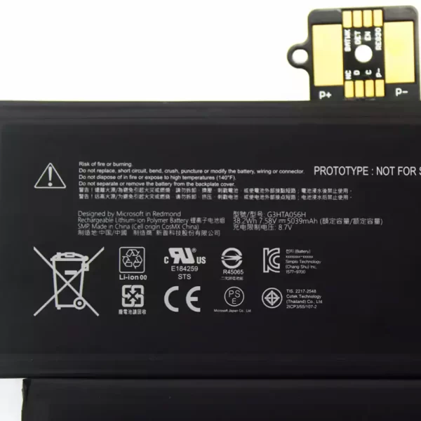 Uudenveroinen kannettavan tietokoneen akku G3HTA056H,Microsoft Surface Pro X 1876 - Image 3