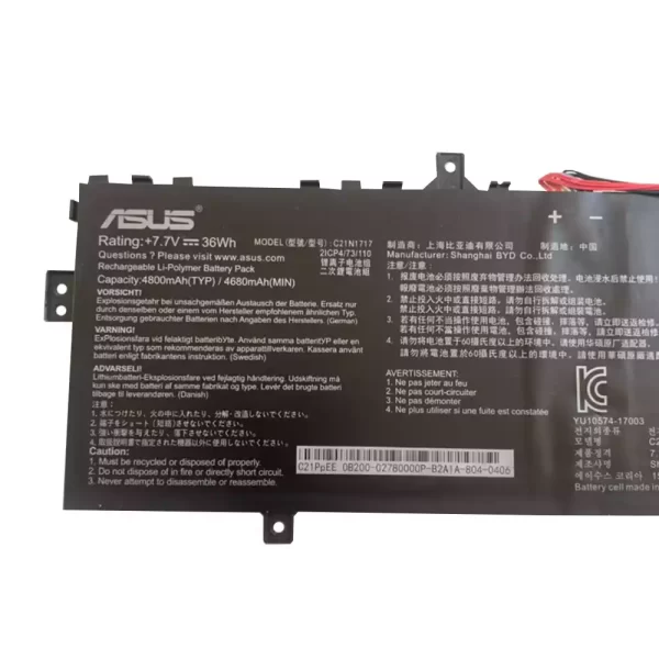Uudenveroinen kannettavan tietokoneen akku ASUS C21N1717 - Image 3