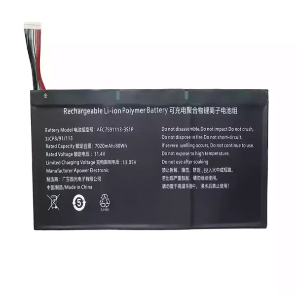 Uudenveroinen kannettavan tietokoneen akku AEC7591113-3S1P