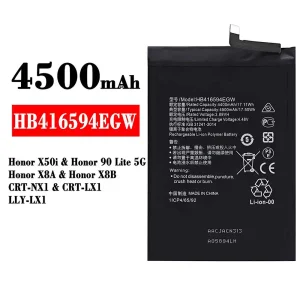 Puhelin Akku HB416594EGW sovittaa HUAWEI Honor X50i / Honor 90 Lite 5G /Honor X8A / Honor X8B