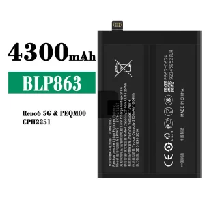 Puhelin Akku BLP863 sovittaa OPPO RENO 6 5G