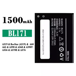 Puhelin Akku BL171 sovittaa Lenovo A319 / RocStar (A319) / A60 / A65 / A390 / A368 / A390T / A356 / A370E / A376