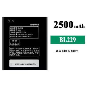 Puhelin Akku BL229 sovittaa Lenovo A8/A806/A808T