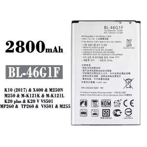Puhelin Akku BL-46G1F sovittaa LG K10 (2017) / K20 plus