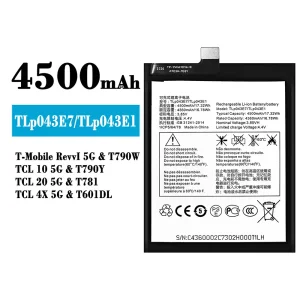 Puhelin Akku TLP043E7/TLP043E1 sovittaa Alcatel T-Mobile RevvI 5G/TCL 10 5G/TCL 20 5G/TCL 4X 5G