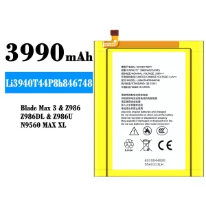 Puhelin Akku Li3940T44P8h846748 sovittaa ZTE Blade Max 3