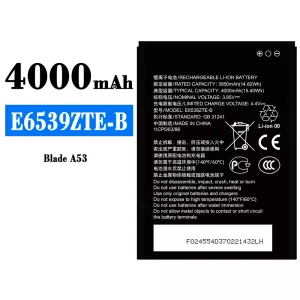 Puhelin Akku E6539ZTE-B sovittaa ZTE Blade A53