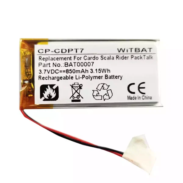 Batteria 800 MAh Per Cardo Scala Rider Freecom 1/2/4/4X, BAT00008, 3.7V Li-Po, Oltre 300 Cicli